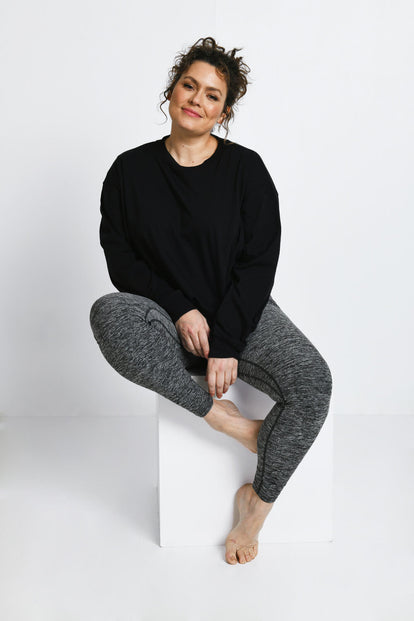 Curve Luxe High Waisted Loungewear Leggings - Dark Grey Marl