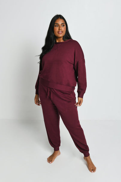 Curve Luxe Lounge Sweatshirt - Dark Cherry