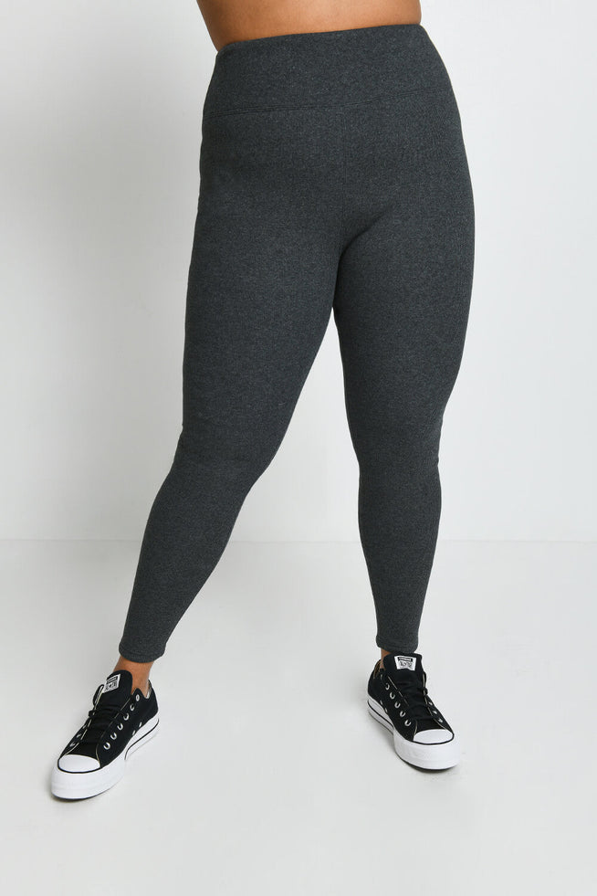 Curve Extreme Fleece Lined Leggings - Dark Grey Marl