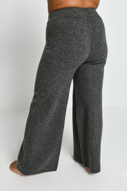 Knit Wide Leg Lounge Trousers - Grey