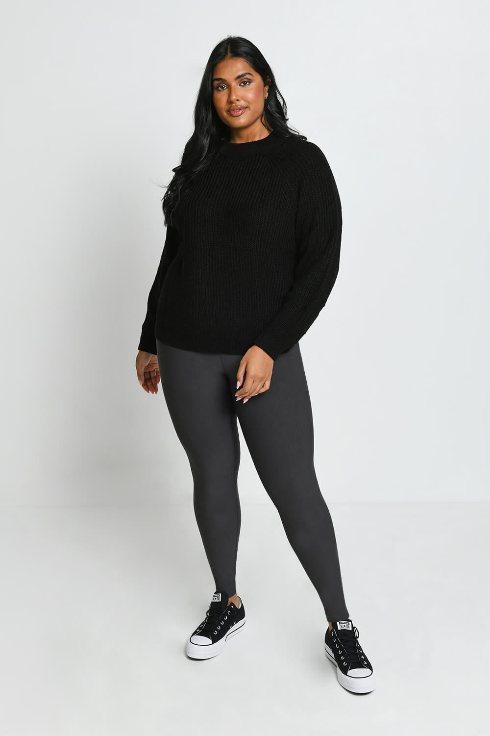 Plus Size Dark Grey Winter Everyday High Waisted Leggings