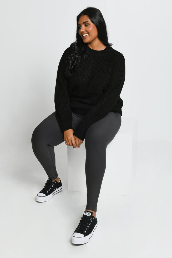 Curve Winter Everyday High Waisted Leggings - Dark Grey