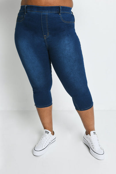 Curve Cropped Jeggings - Dark Blue