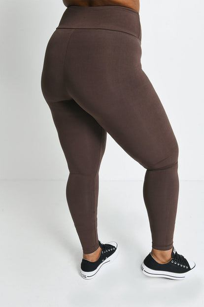 Curve Lightweight Everyday High Waisted Leggings - Espresso Brown