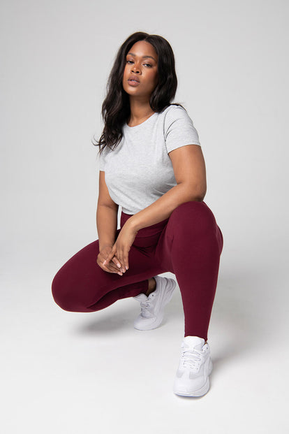 Curve Everyday High Waisted Leggings - Burgundy