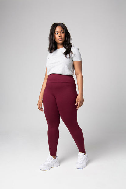 Curve Everyday High Waisted Leggings - Burgundy