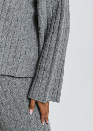 Curve Cable Knit Jumper - Grey