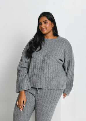 Curve Cable Knit Jumper - Grey