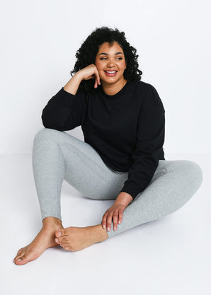 Curve Luxe High Waisted Loungewear Leggings - Light Grey Marl