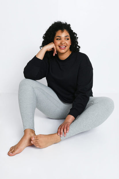 Curve Luxe High Waisted Loungewear Leggings - Light Grey Marl