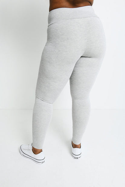 Curve Lightweight Everyday High Waisted Leggings - Light Grey Marl