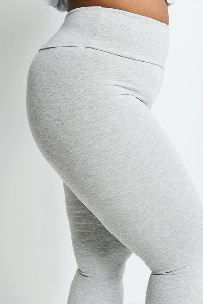 Curve Lightweight Everyday High Waisted Leggings - Light Grey Marl