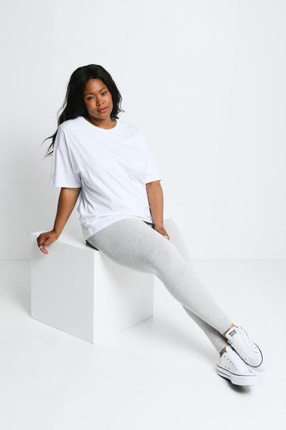 Curve Lightweight Everyday High Waisted Leggings - Light Grey Marl