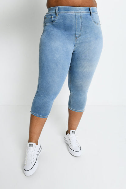 Curve Cropped Jeggings - Light Blue