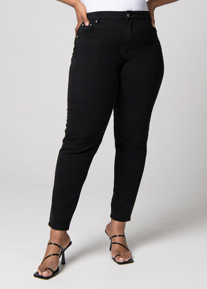 Slim Fit Mom Jeans - Black