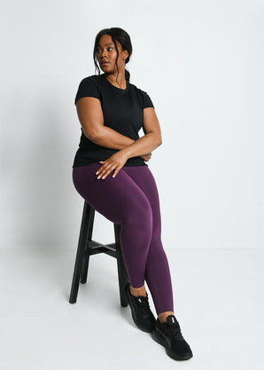 Curve Focus High Waisted Sports Leggings - Mulberry Plum