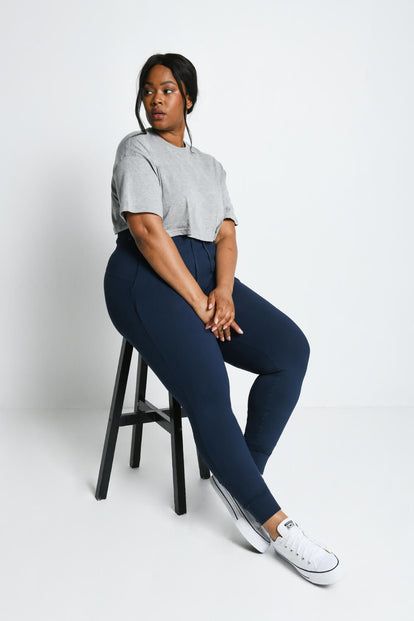 Recharge High Waisted Joggers - Navy Blue