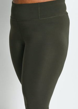 Curve Focus High Waisted Sports Leggings - Olive Green