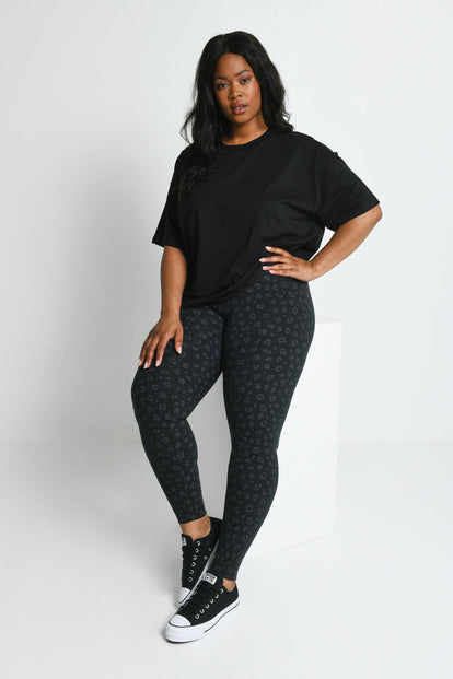 Curve Everyday High Waisted Leggings - Black Animal Print