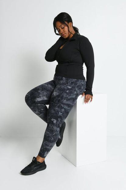 Curve Revitalise 7/8 High Waisted Leggings - Black Tie Dye