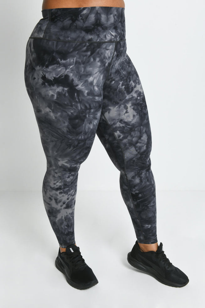 Curve Revitalise High Waisted Leggings - Black Tie Dye