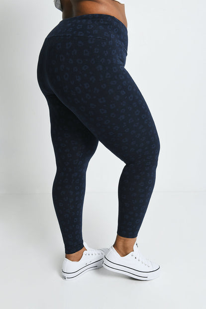 Curve Everyday High Waisted Leggings - Navy Animal Print