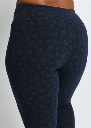 Curve Everyday High Waisted Leggings - Navy Animal Print