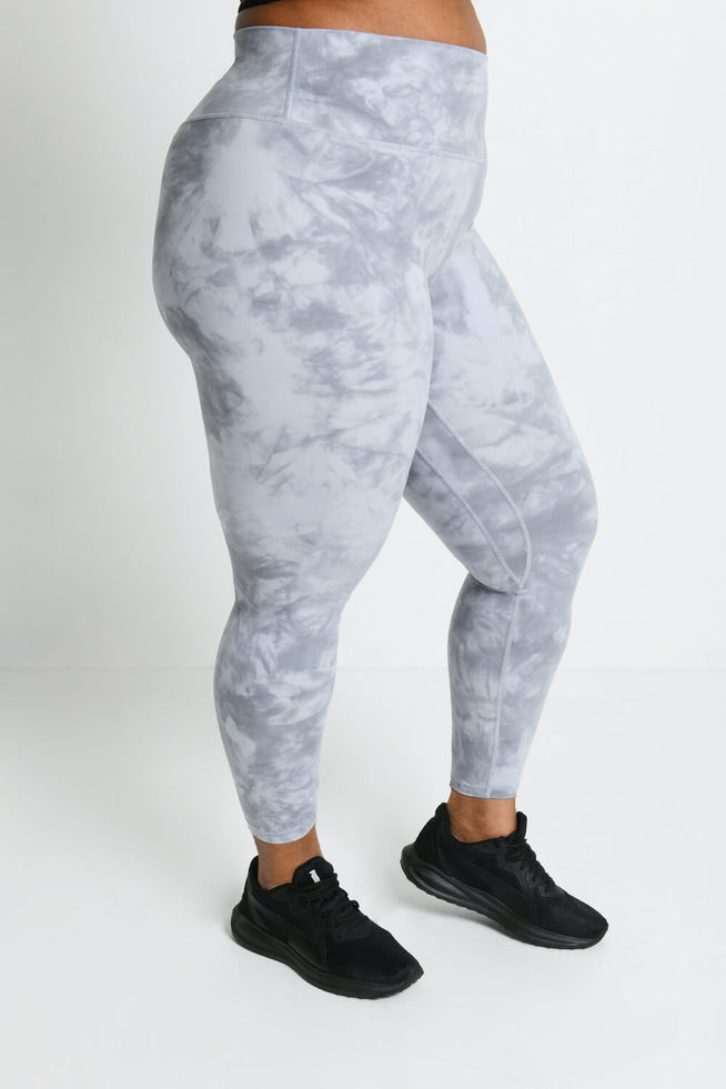 Curve Revitalise 7/8 High Waisted Leggings - Sky Grey Tie Dye