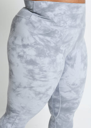 Curve Revitalise 7/8 High Waisted Leggings - Sky Grey Tie Dye