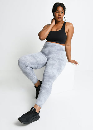 Curve Revitalise 7/8 High Waisted Leggings - Sky Grey Tie Dye