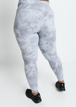 Curve Revitalise High Waisted Leggings - Sky Grey Tie Dye