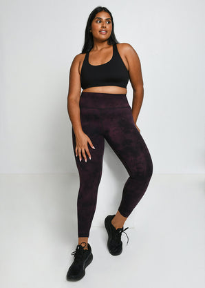 Curve Revitalise 7/8 High Waisted Leggings - Dark Cherry Tie Dye