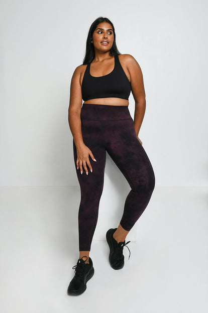 Curve Revitalise 7/8 High Waisted Leggings - Dark Cherry Tie Dye