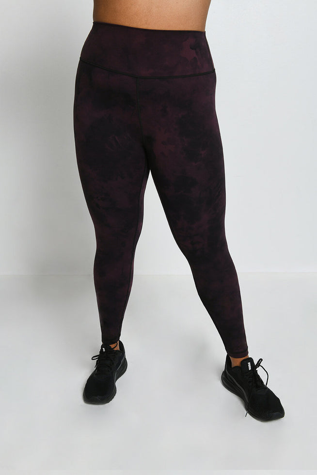 Curve Revitalise High Waisted Leggings - Dark Cherry Tie Dye