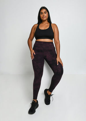 Curve Revitalise High Waisted Leggings - Dark Cherry Tie Dye