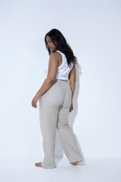 Curve Linen Trousers - Stone