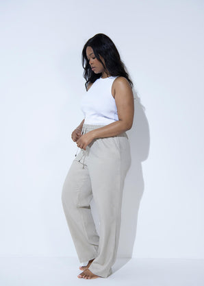 Curve Linen Trousers - Stone