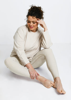 Curve Luxe High Waisted Loungewear Leggings - Vanilla Marl