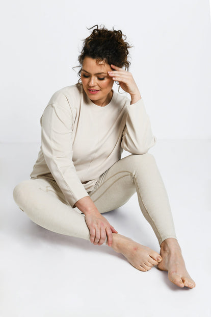 Curve Luxe High Waisted Loungewear Leggings - Vanilla Marl