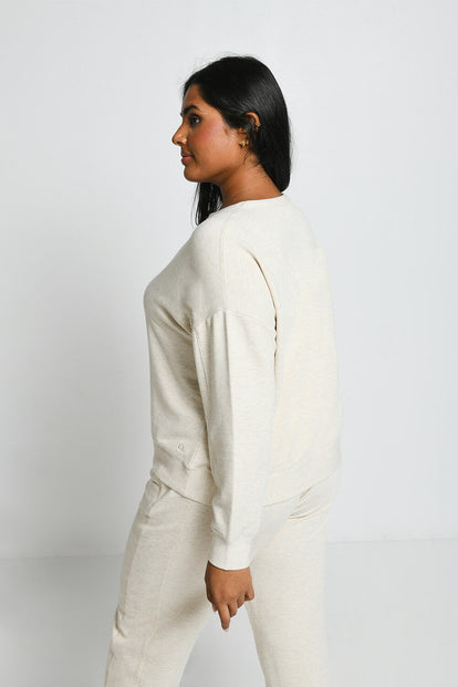 Curve Luxe Lounge Sweatshirt - Vanilla Marl