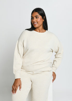 Curve Luxe Lounge Sweatshirt - Vanilla Marl