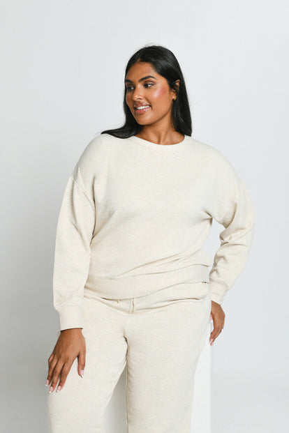 Curve Luxe Lounge Sweatshirt - Vanilla Marl