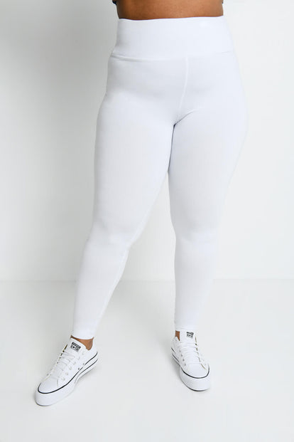 Curve Lightweight Everyday High Waisted Leggings - White