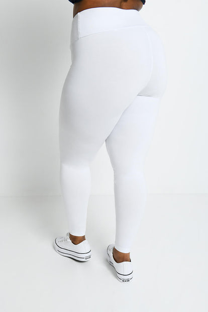 Curve Lightweight Everyday High Waisted Leggings - White