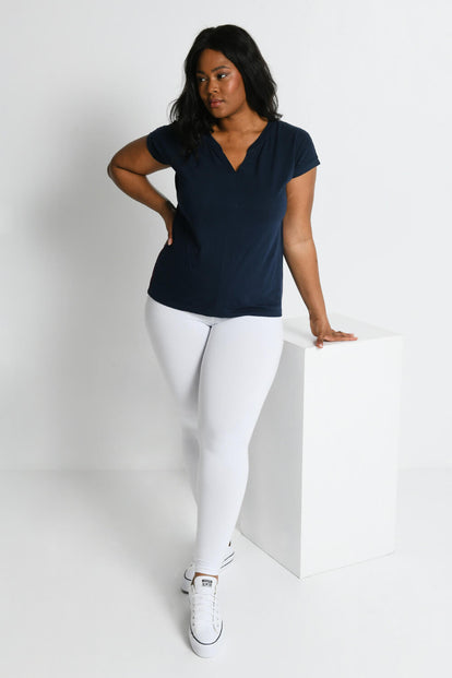 Curve Lightweight Everyday High Waisted Leggings - White