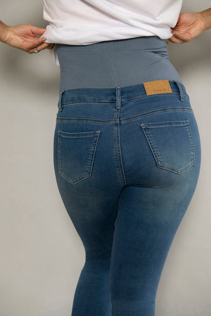 Ankle Grazer Maternity Jeggings - Mid Blue