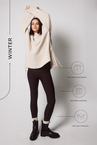 Winter Everyday High Waisted Leggings - Espresso Brown