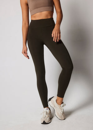 Focus High Waisted Sports Leggings - Olive Green