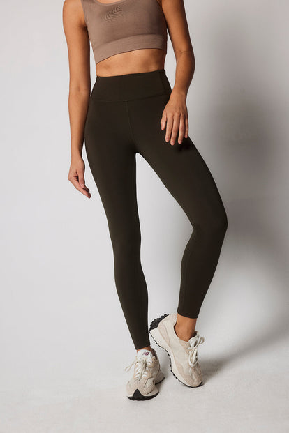 Focus High Waisted Sports Leggings - Olive Green