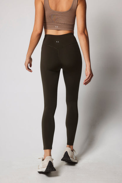 Focus High Waisted Sports Leggings - Olive Green